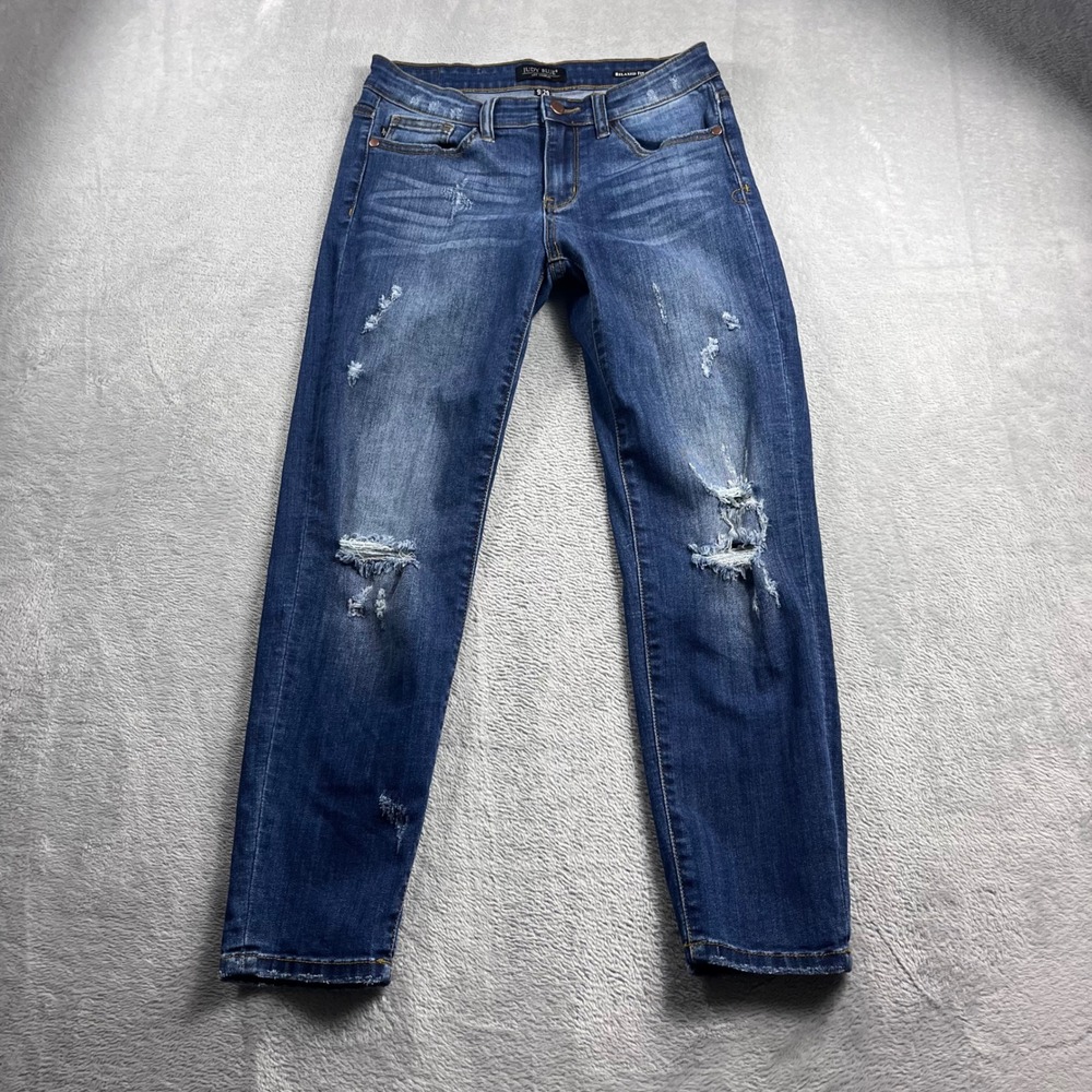 Judy Blue Relaxed Fit Distressed Medium Wash‎ Denim Jeans 9/29 JB6271DK